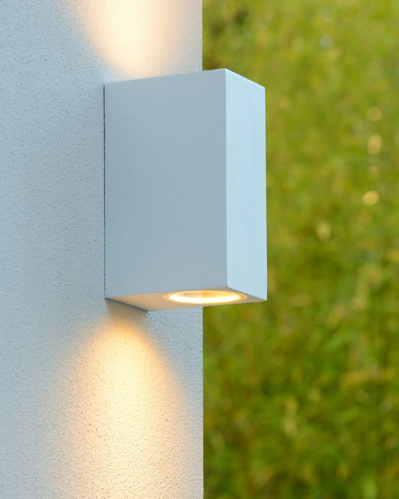 Lucide ZORA-LED - Outdoor Wall Spotlight - LED Dim. - GU10 - 2x5W 3000K - IP44 - White